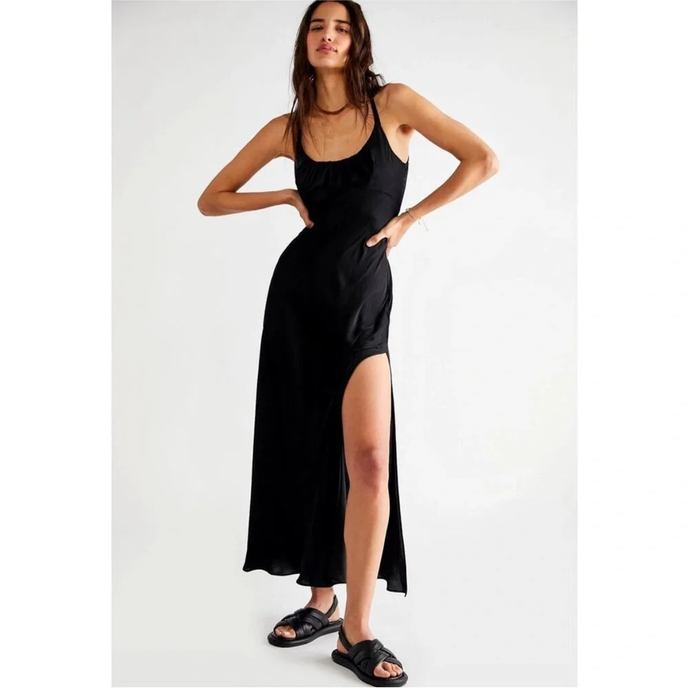 Free People Night Owl Slip Dress Black NWT Medium